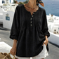 👚 Redőzött Henley-galléros Blúz – Nőies Elegancia