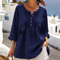 👚 Redőzött Henley-galléros Blúz – Nőies Elegancia