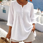 👚 Redőzött Henley-galléros Blúz – Nőies Elegancia