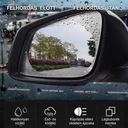 Vízálló fólia autó visszapillantó tükörhöz – Esőben is tiszta kilátás 🌧️