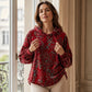 Női paisley mintás húzózsinóros pulóver – Bohém stílus, kényelmes viselet ✨🧶