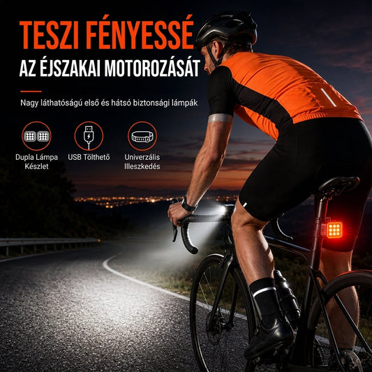 Erős kerékpár első világítás és hátsó lámpa, hegyi kerékpár éjszakai közlekedéshez, biztonsági figyelmeztető kerékpáros kiegészítő